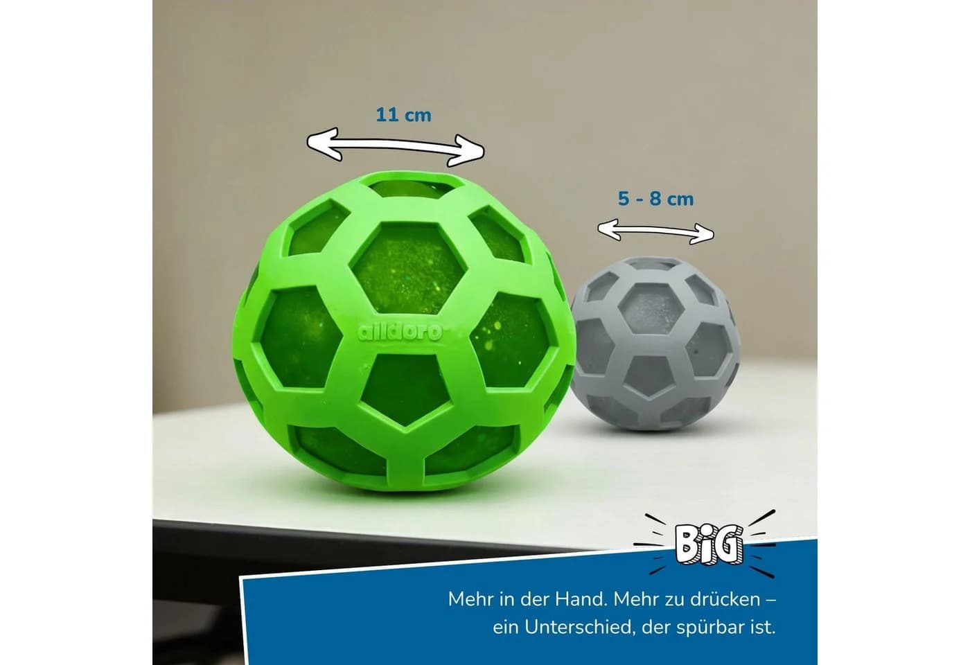 alldoro XXL Mesh Squishy 2er Set Grün Glitzer Anti Stress Ball - Bild 5