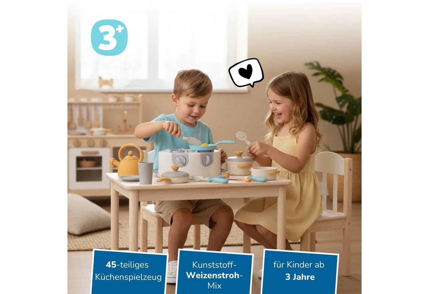 alldoro Kinder-Küchenset XXL 45-teilig Bunt