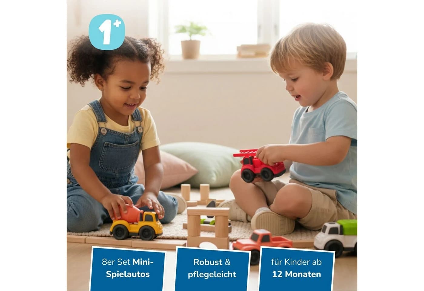 alldoro Mini Spielzeugautos, 8 verschiedene, kleine Spielfahrzeuge im Set, Bunte Spielautos für Kinder ab 1 Jahr zum Spielen drinnen & draußen