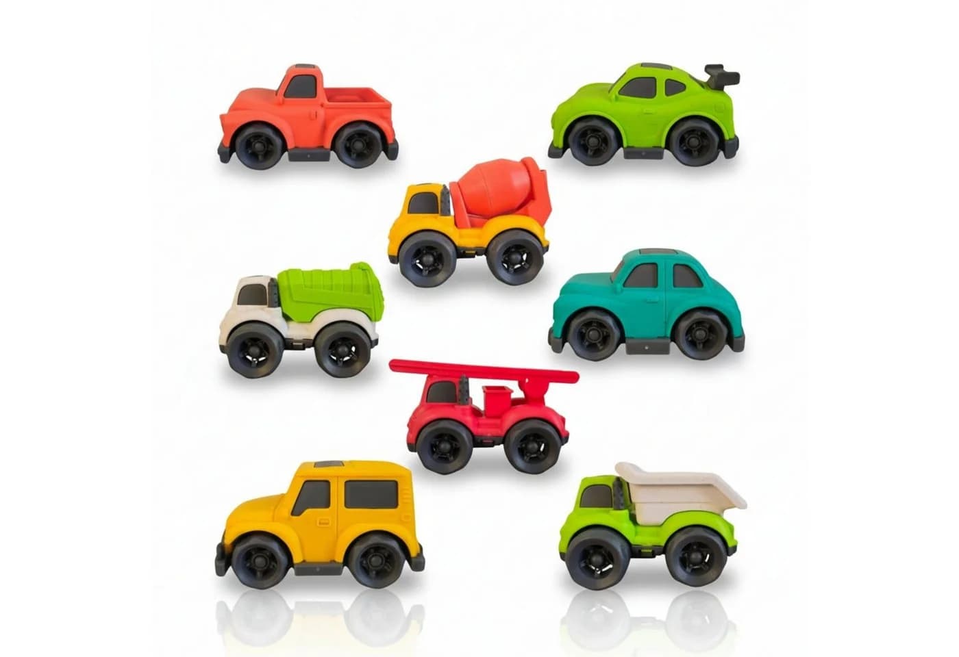 alldoro Mini Spielzeugautos, 8 verschiedene, kleine Spielfahrzeuge im Set, Bunte Spielautos für Kinder ab 1 Jahr zum Spielen drinnen & draußen - Bild 2