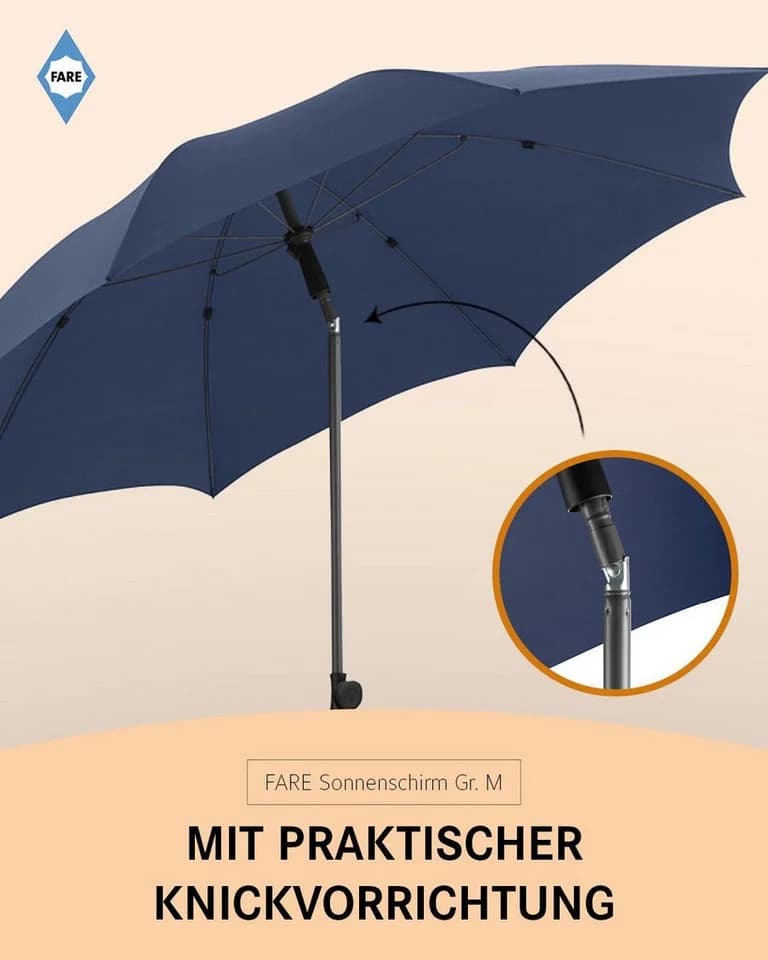 FARE Sonnenschirm M 180 cm blau UPF 50+ höhenverstellbar - Bild 5