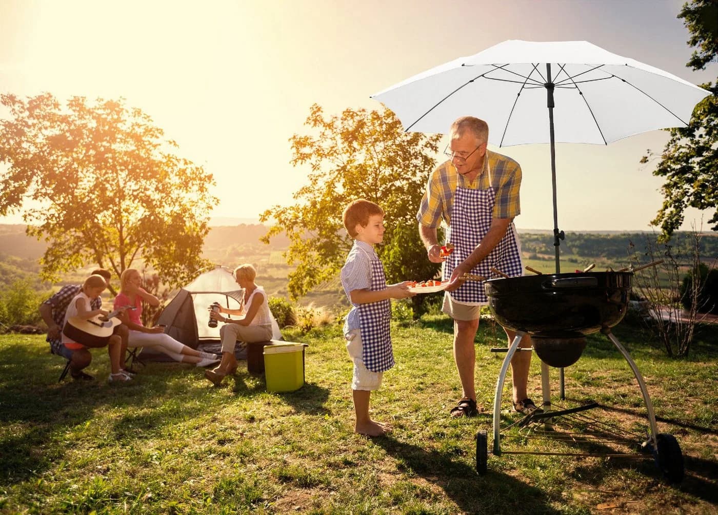 FARE Sonnenschirm XL weiß höhenverstellbar knickbar - Bild 4