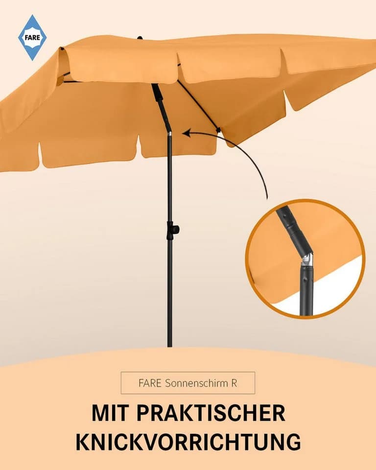 FARE Sonnenschirm Höhenverstellbar Knickvorrichtung UPF 50+ Orange - Bild 5
