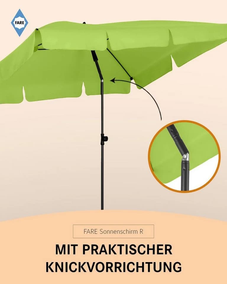 FARE Sonnenschirm Höhenverstellbar Knickvorrichtung UPF 50+ Grasgrün - Bild 5