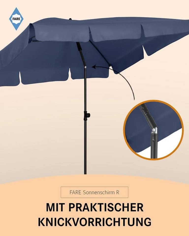 FARE Sonnenschirm rechteckig blau höhenverstellbar mit Knickvorrichtung - Bild 5