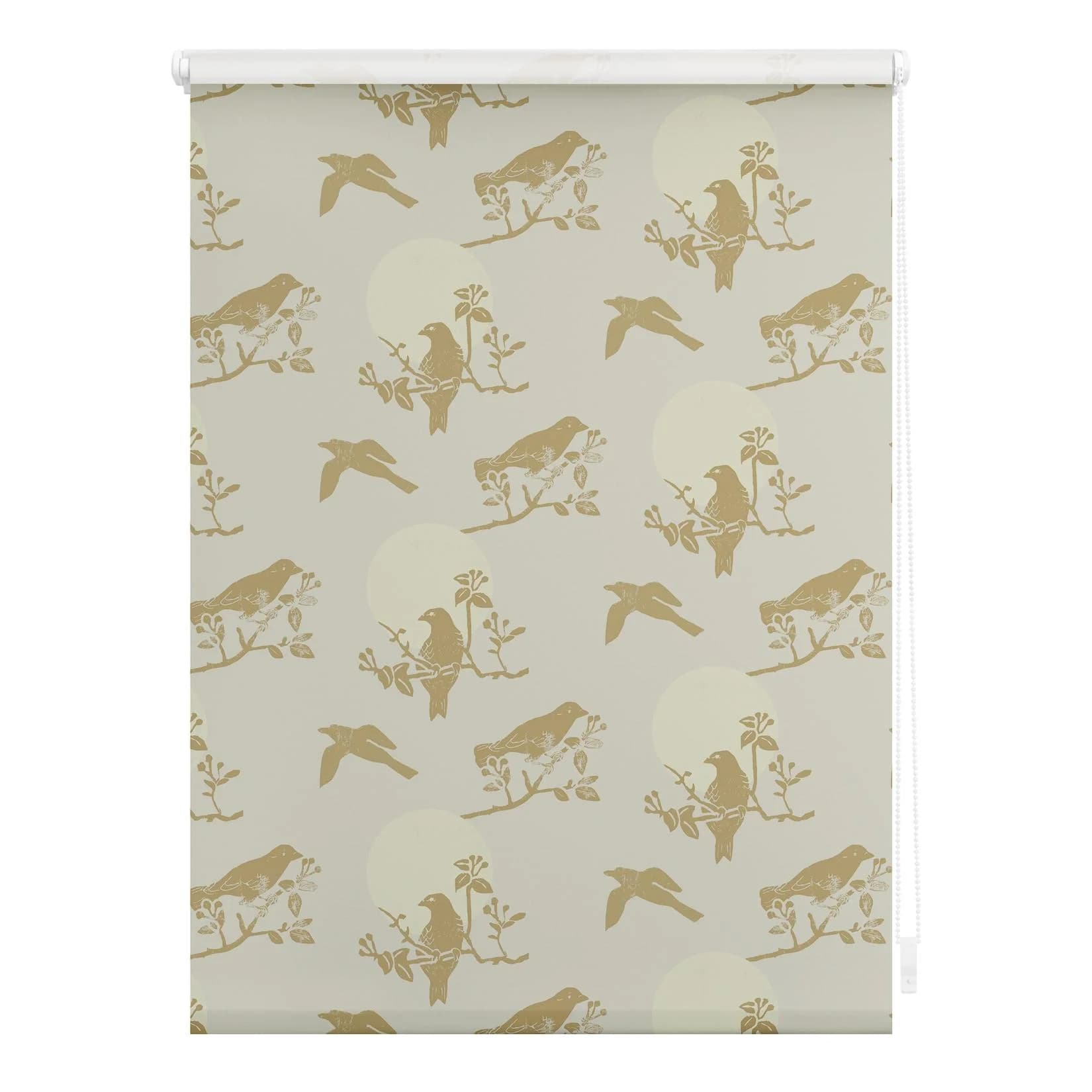 LICHTBLICK Seitenzugrollo Moon Birds Beige Klemmfix