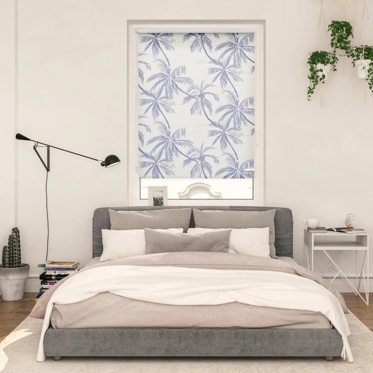 LICHTBLICK Seitenzugrollo Blueprint Palms Blau Klemmfix - Bild 2