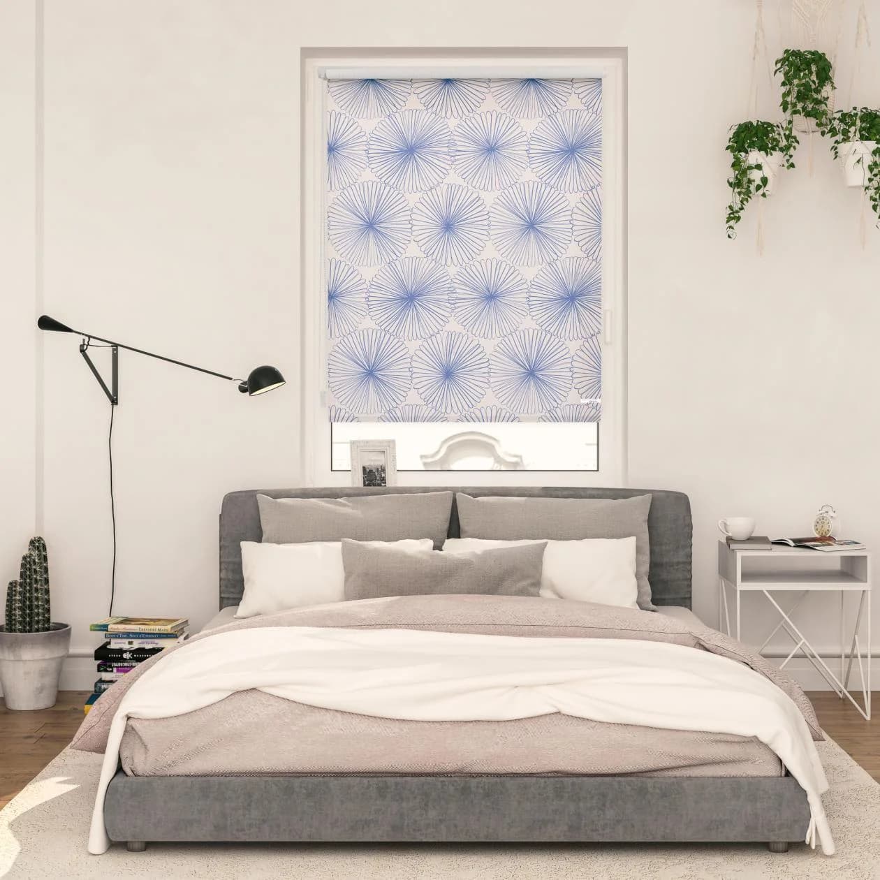 LICHTBLICK Seitenzugrollo Klemmfix Blau Weiß Floral - Bild 2