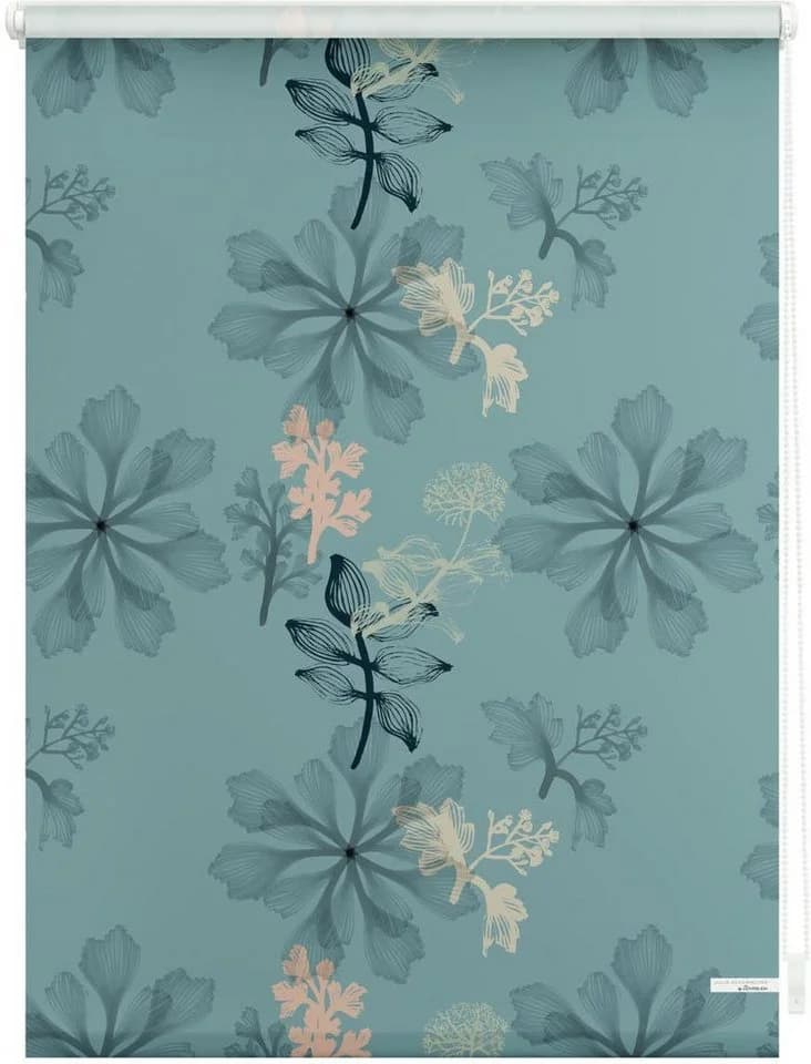 LICHTBLICK ORIGINAL Seitenzugrollo Aqua Floral Blau Klemmfix - Bild 2