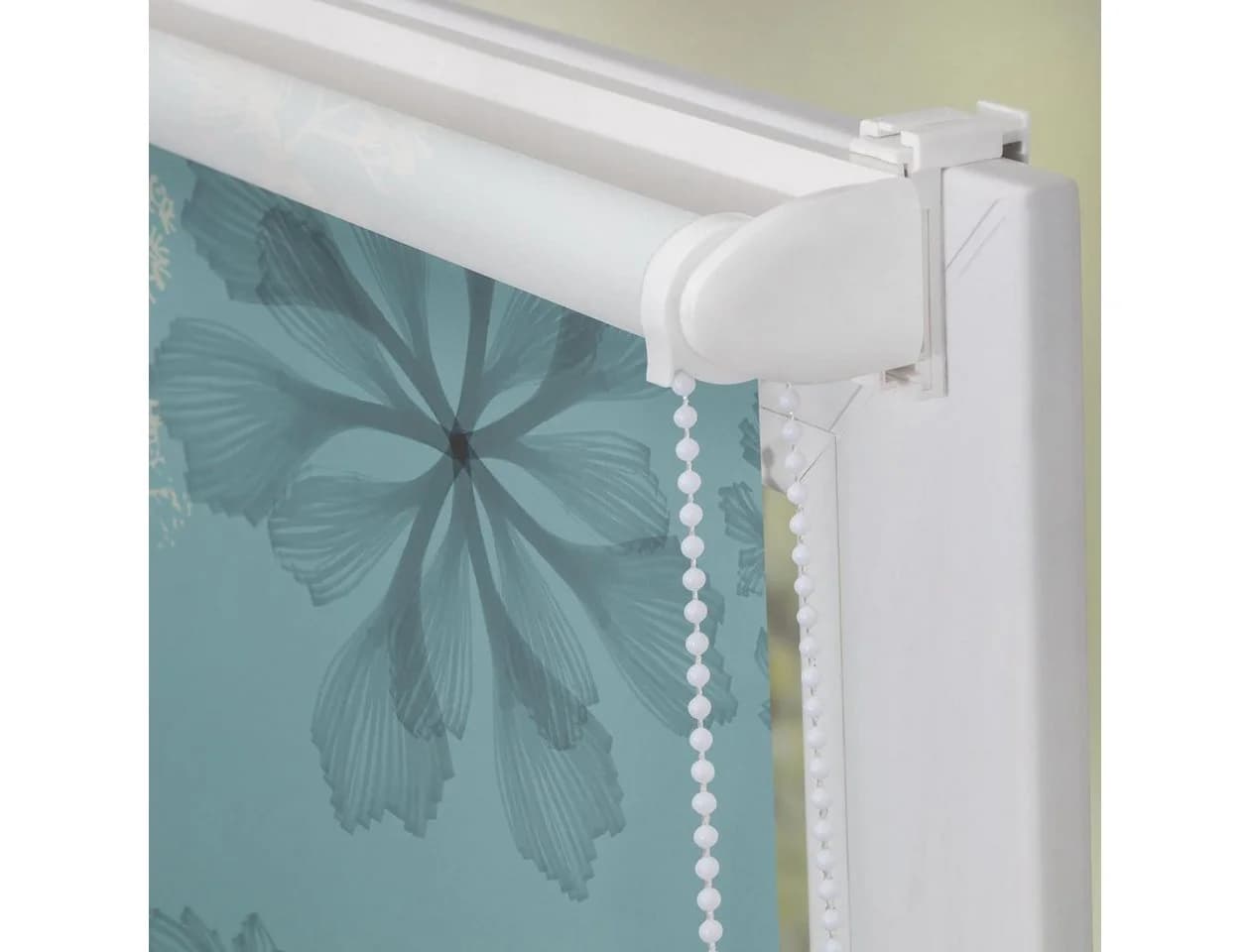 LICHTBLICK ORIGINAL Seitenzugrollo Aqua Floral Blau Klemmfix - Bild 4