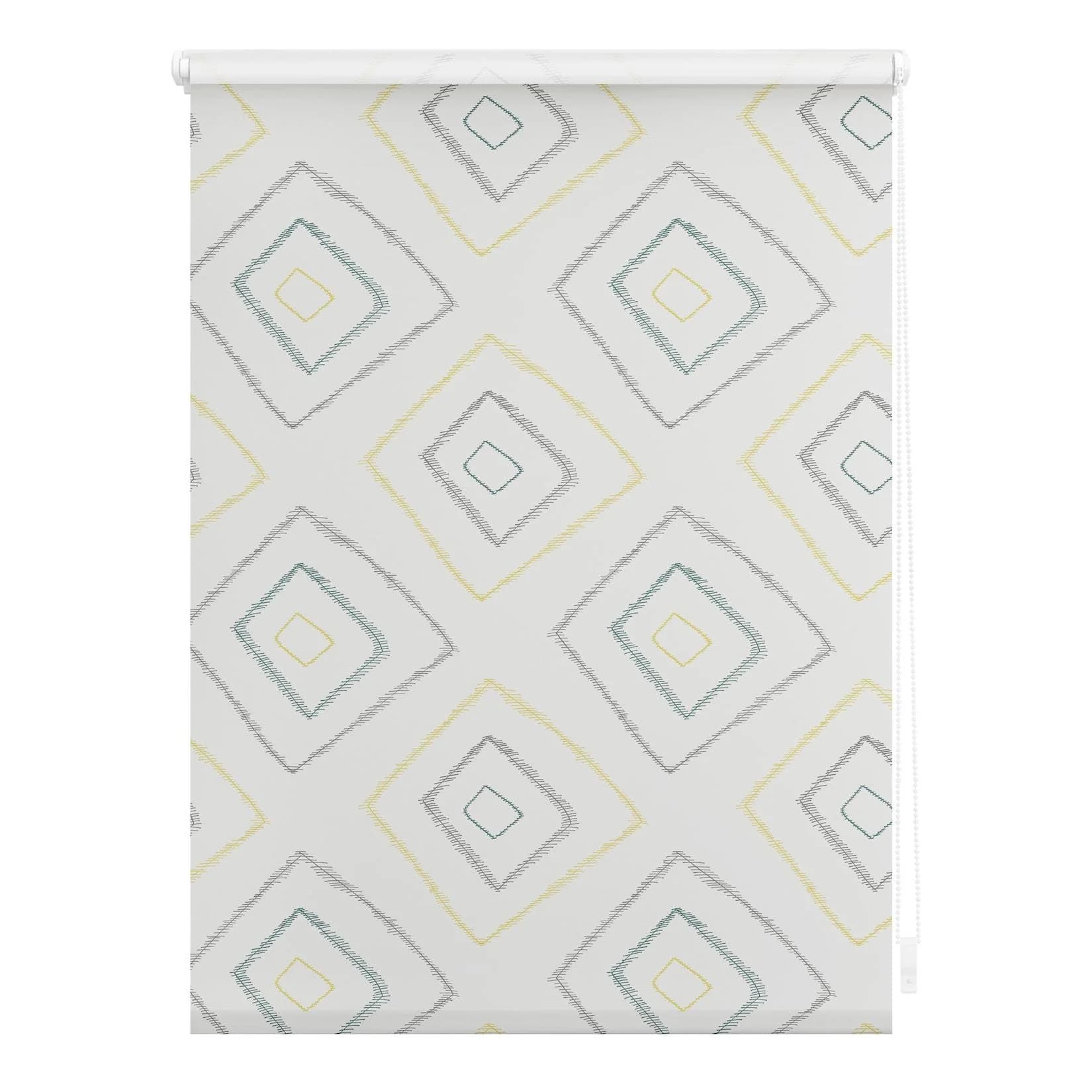 LICHTBLICK Seitenzugrollo Boho Rectangle Beige Weiß Klemmfix