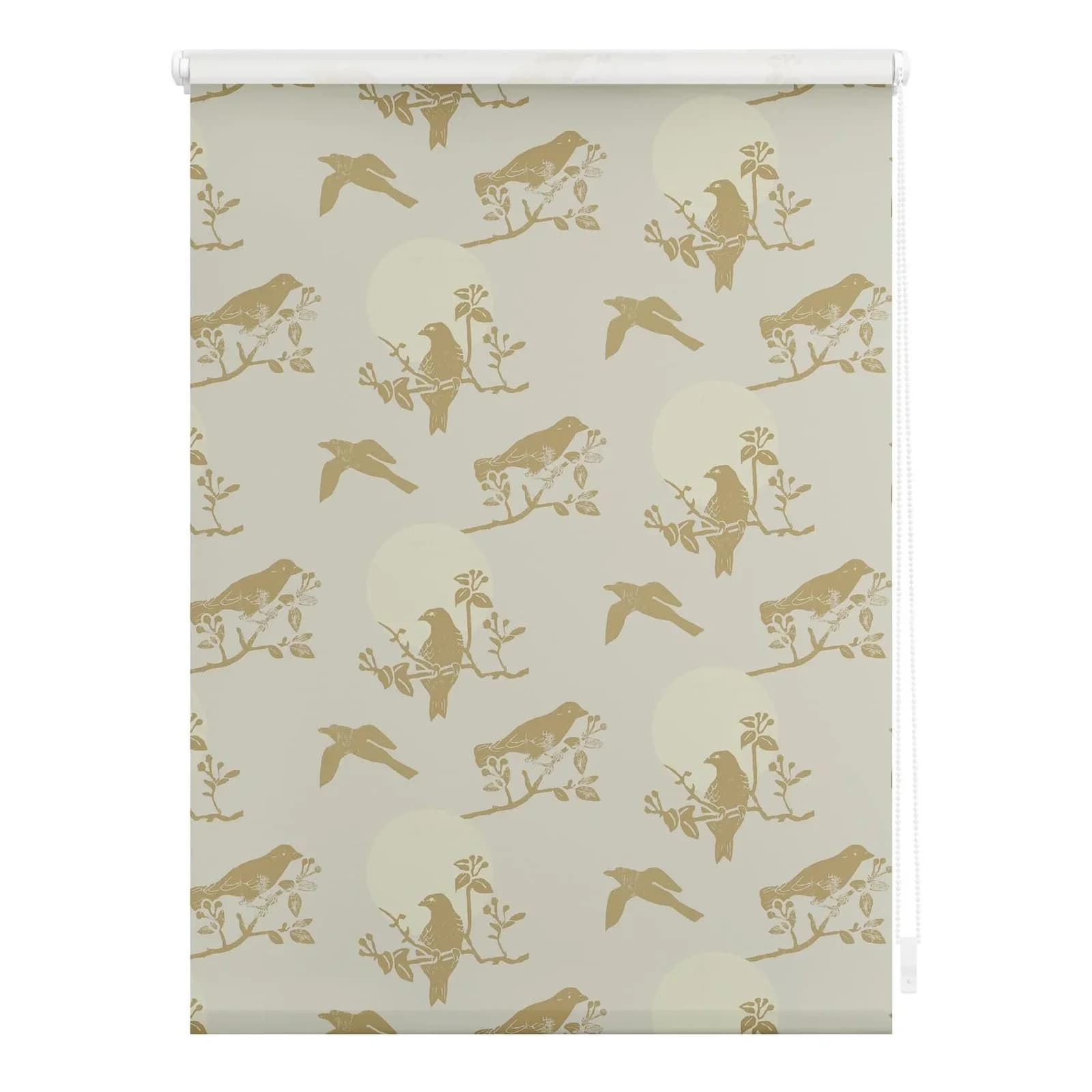 LICHTBLICK Seitenzugrollo Moon Birds Beige Klemmfix