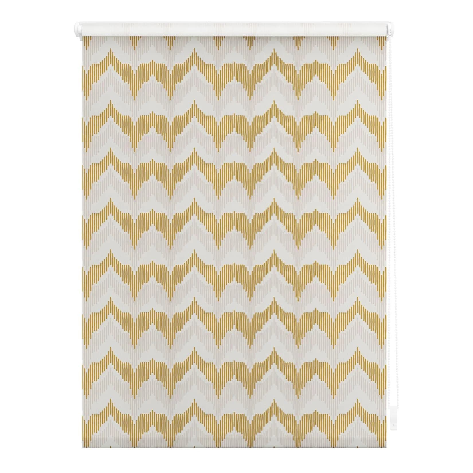 LICHTBLICK Seitenzugrollo Boho Zig Zag Gelb Verdunkelung Klemmfix