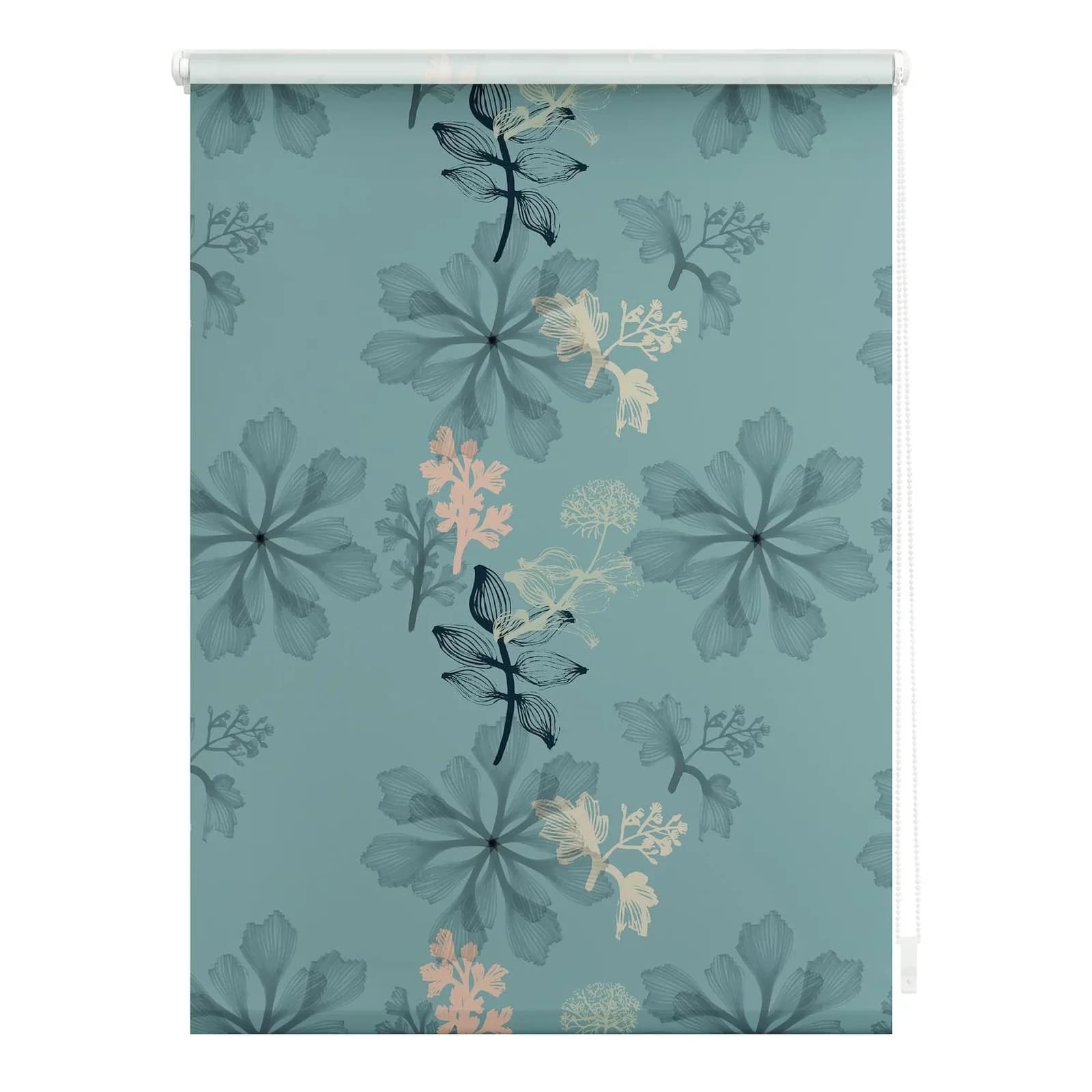 LICHTBLICK Rollo Klemmfix Aqua Floral Blau 100% Verdunkelung