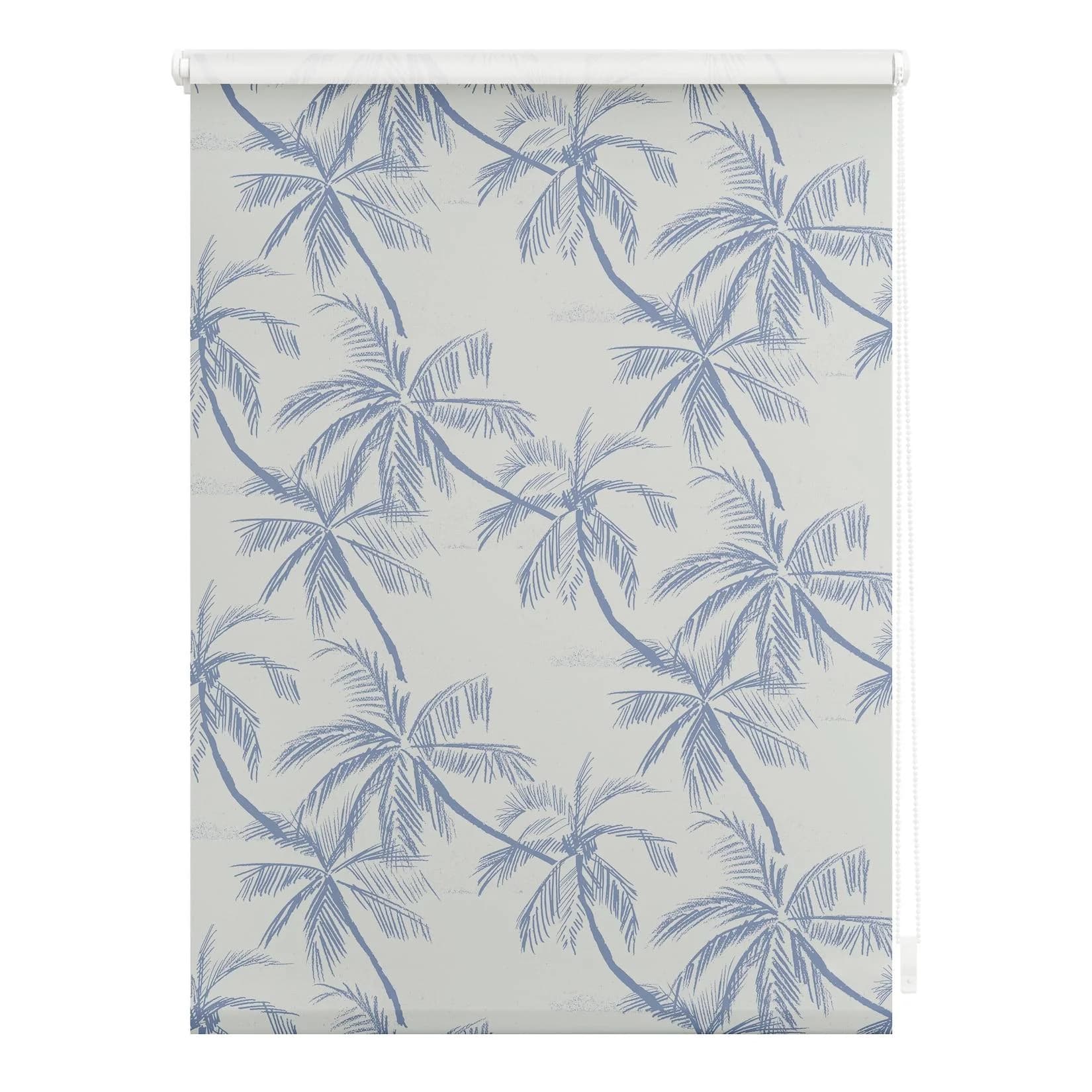 LICHTBLICK Seitenzugrollo Klemmfix Verdunkelung Blueprint Palms Blau