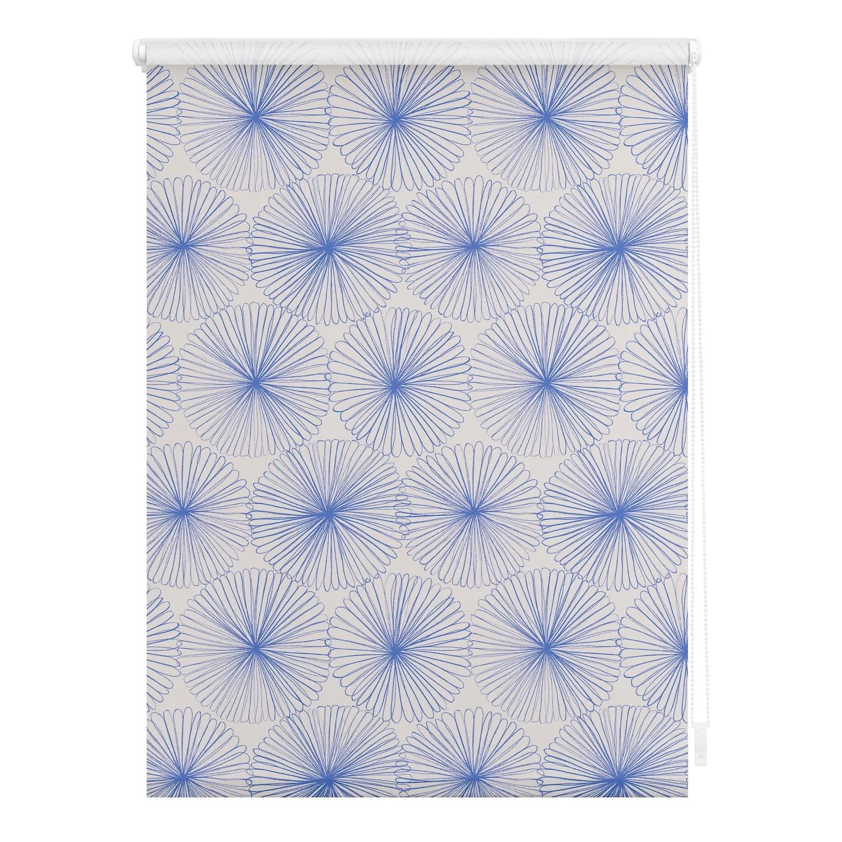 LICHTBLICK Seitenzugrollo Klemmfix Blau Weiß Verdunkelung Floral
