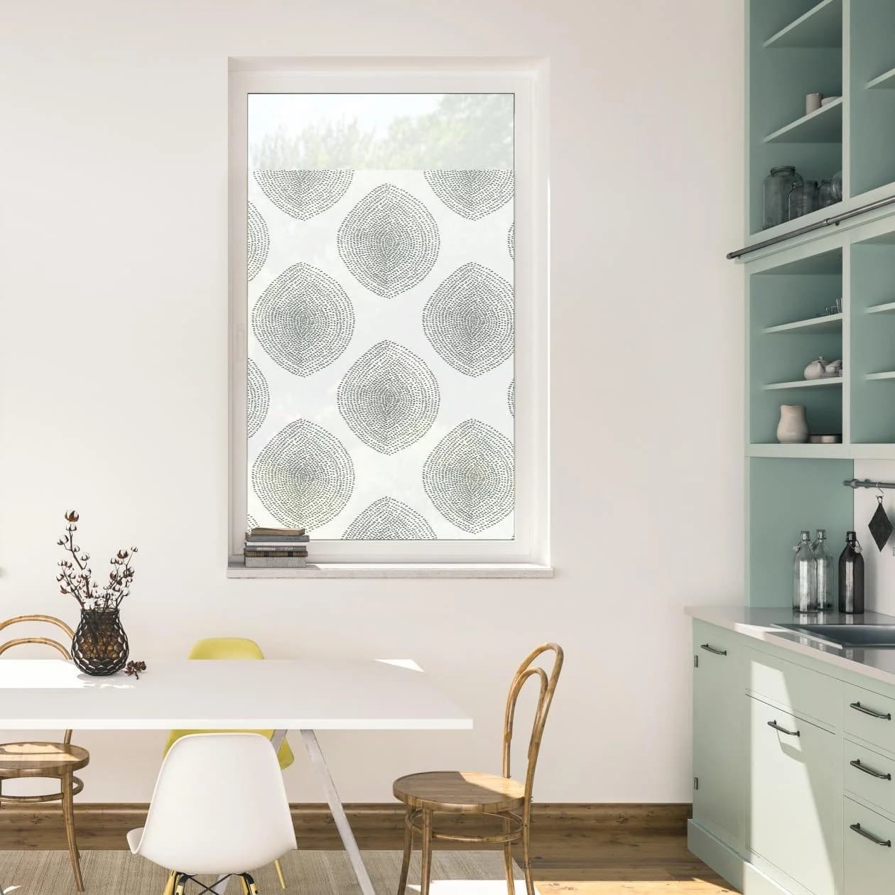 LICHTBLICK Fensterfolie Stripy Boho Drop Weiß Selbstklebend Sichtschutz - Bild 2