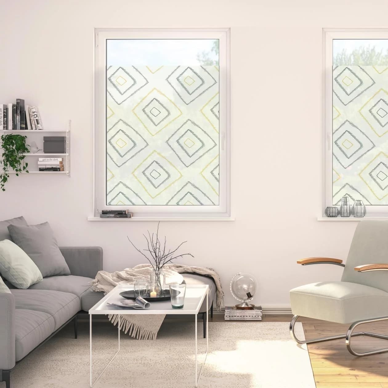 LICHTBLICK Fensterfolie selbstklebend Sichtschutz Stripy Boho Rectangle Beige - Bild 2