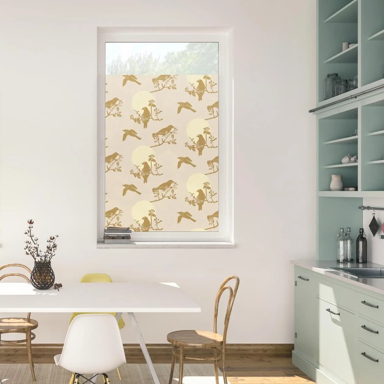 LICHTBLICK Fensterfolie Moon Birds Beige Selbstklebend Sichtschutz - Bild 2