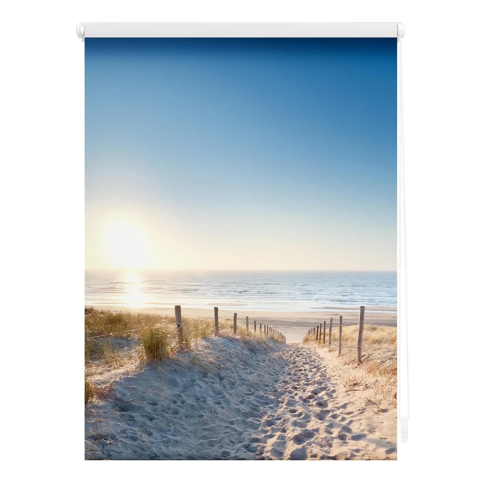 LICHTBLICK Seitenzugrollo Ostseestrand Blau Verdunkelung Klemmfix