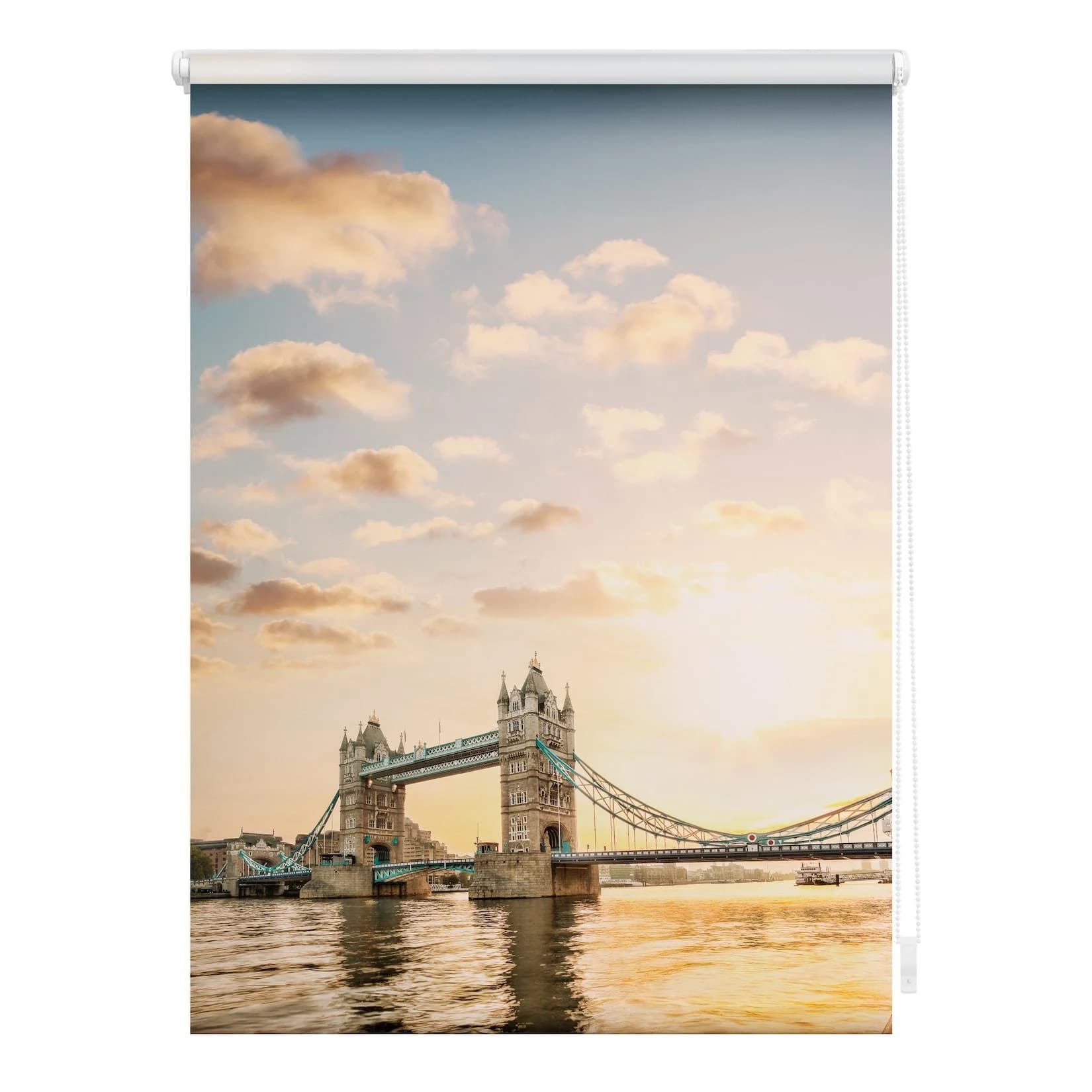 LICHTBLICK Seitenzugrollo Tower Bridge Rot Weiß Verdunkelung Klemmfix