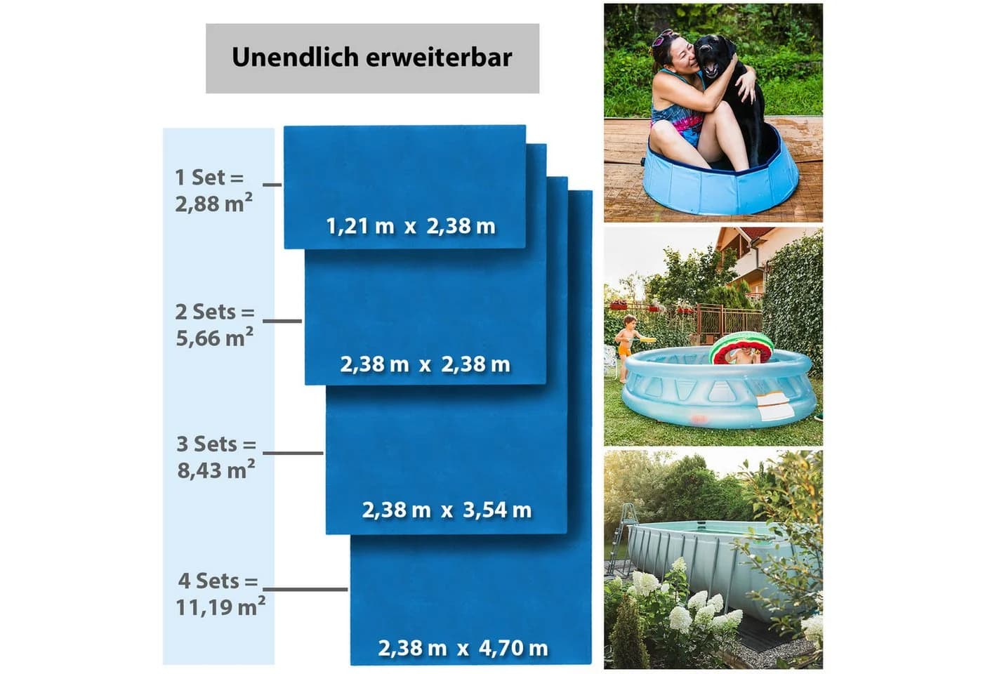 Montafox Pool-Bodenschutzfliese 8er Set Blau EVA Schaumstoff - Bild 5