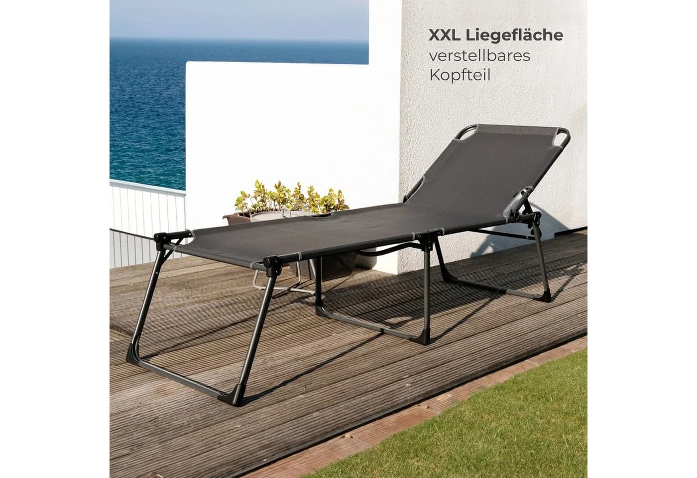 osoltus XXL Sonnenliege Anthrazit Aluminium mit verstellbarer Rückenlehne - Bild 5