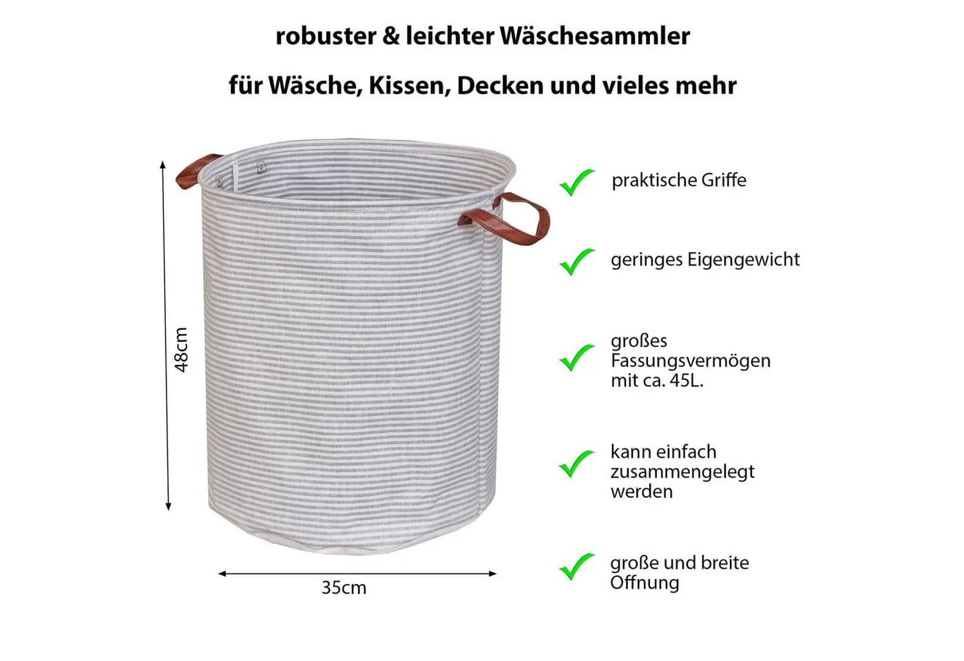 osoltus Wäschesortierer Oslo Organizer mit Griffen Wäschesammler Wäschebox