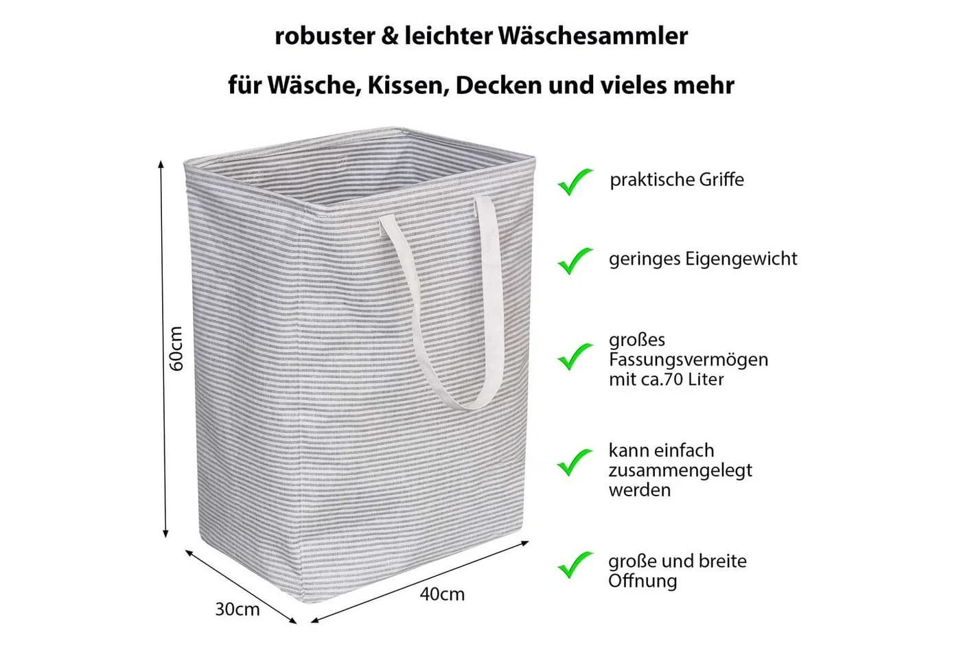 osoltus Wäschesortierer Stockholm Organizer 70L mit Griffen - Bild 3