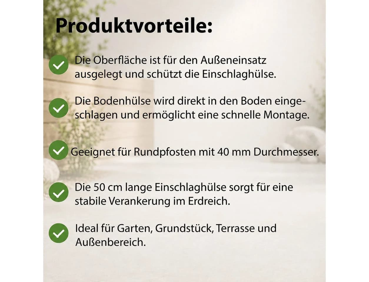 TRUTZHOLM Einschlagbodenhülse 5er Set für Ø 40mm Pfosten verzinkt - Bild 4