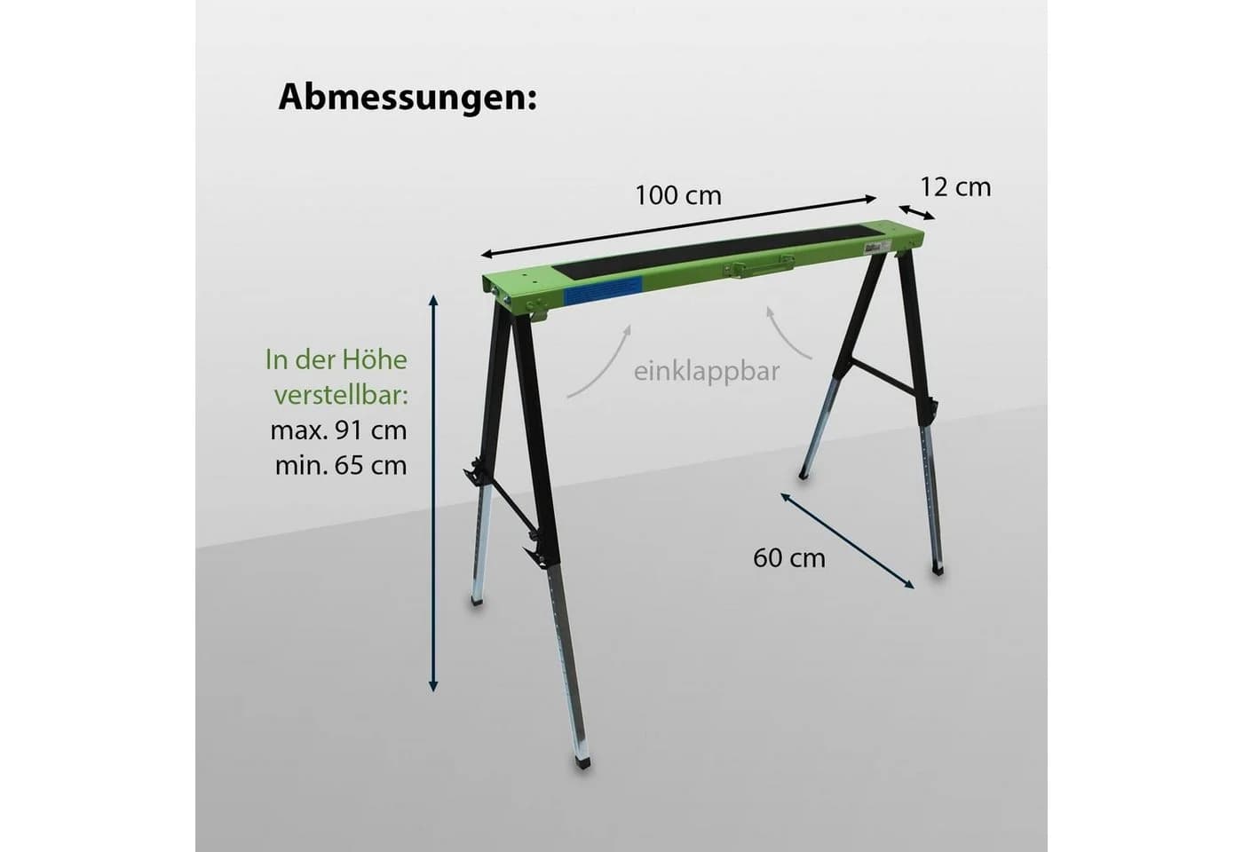 TRUTZHOLM Klappbock 2er Set höhenverstellbar Stahl Grün/Schwarz - Bild 3
