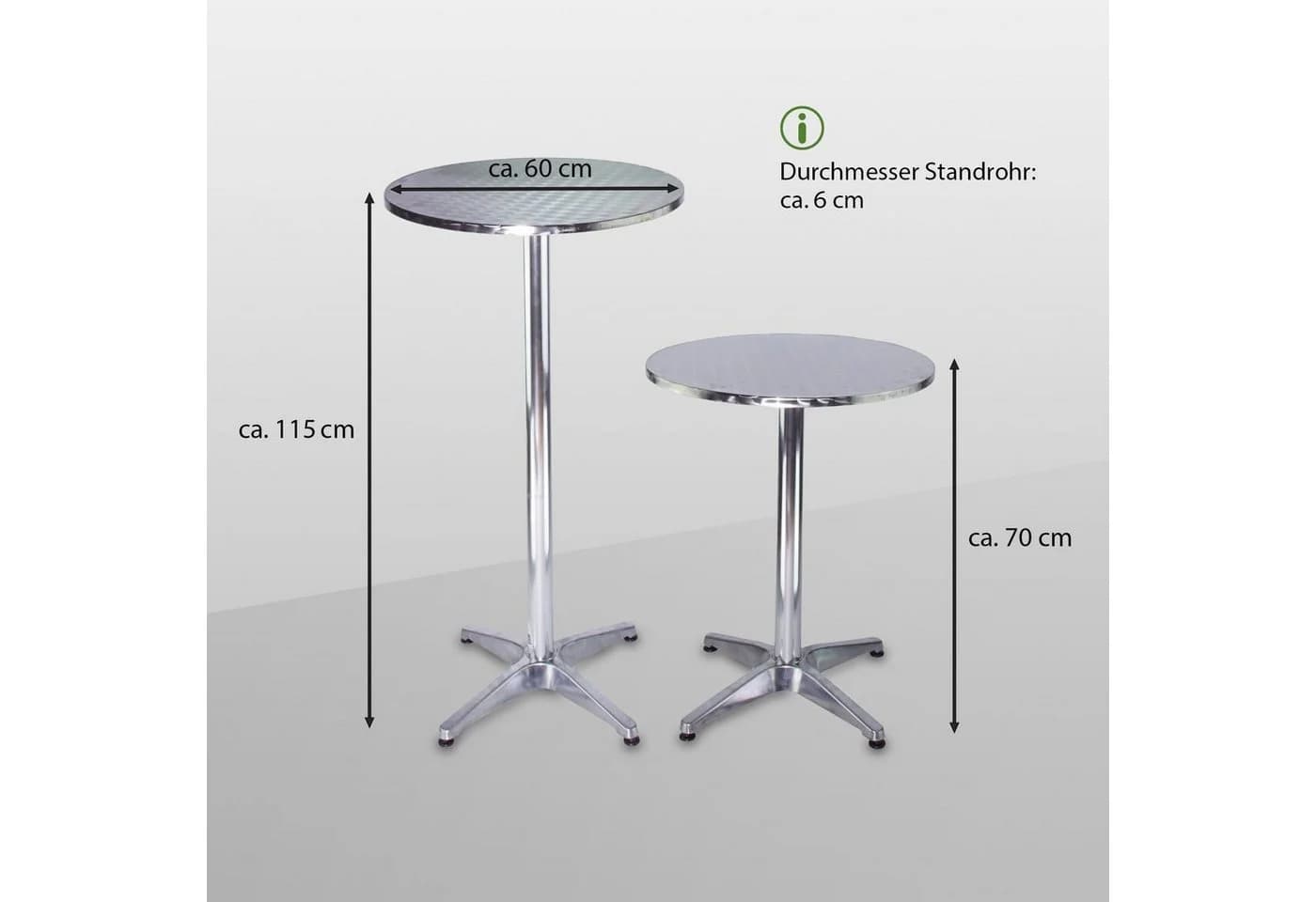 TRUTZHOLM Bistrotisch Stehtisch 2in1 höhenverstellbar Aluminium - Bild 3