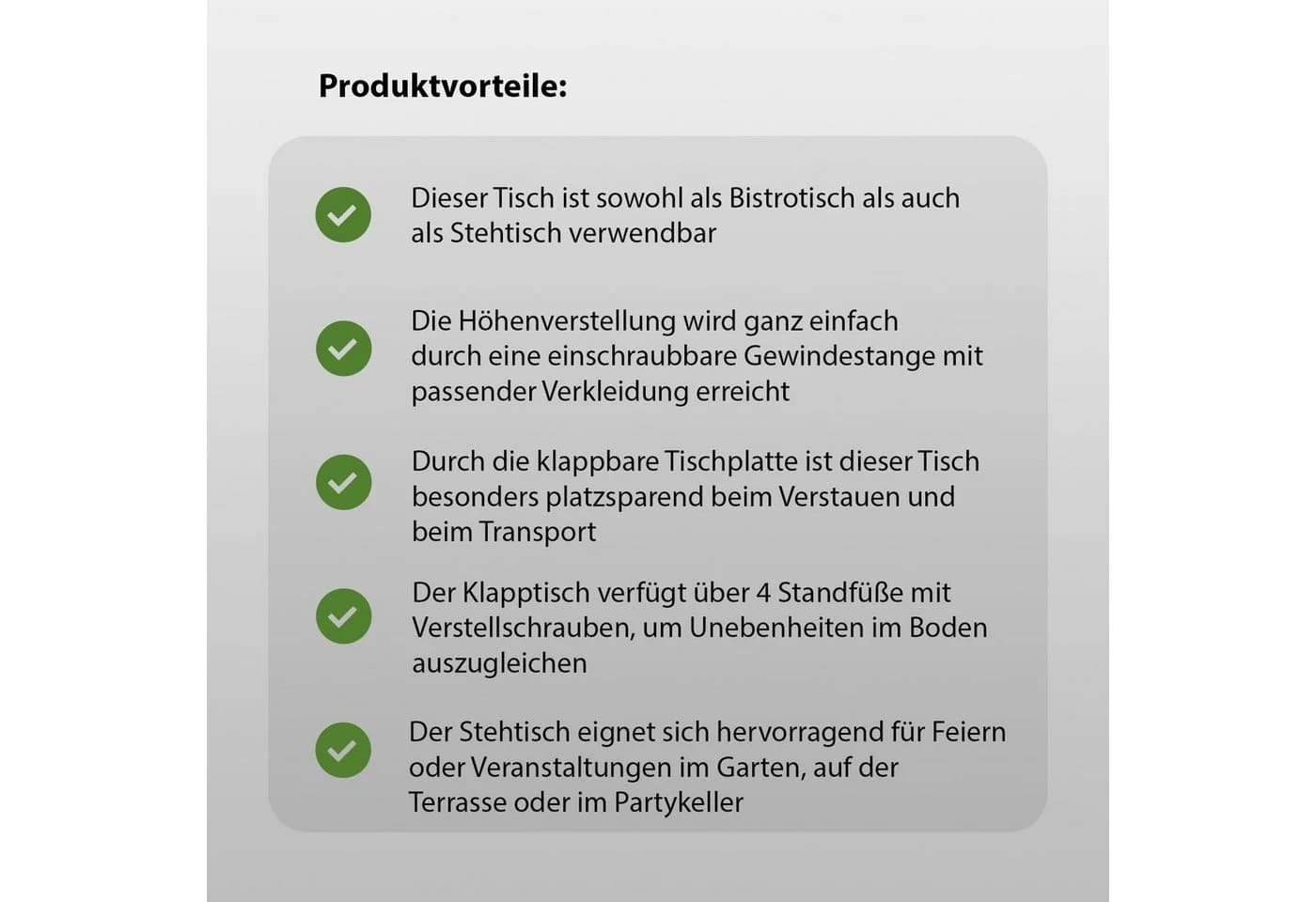 TRUTZHOLM Bistrotisch Stehtisch 2in1 höhenverstellbar Aluminium - Bild 5