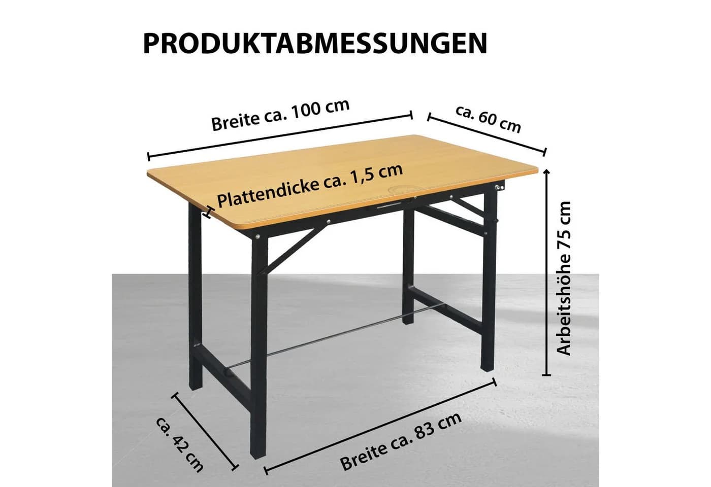 TRUTZHOLM Klappbarer Werktisch Stahl Schwarz - Bild 3