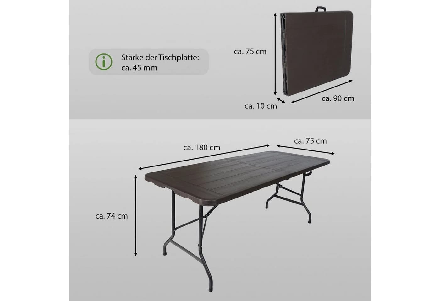TRUTZHOLM Klapptisch Buffettisch Grau Holzoptik - Bild 3