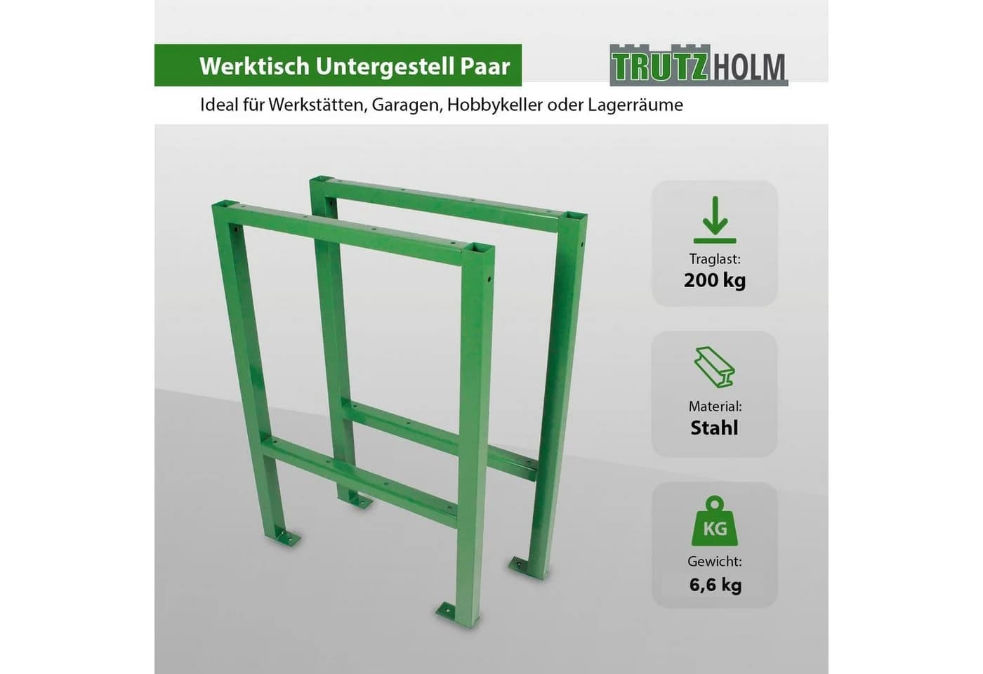 TRUTZHOLM Werkbank Untergestell Paar Grün Stahl