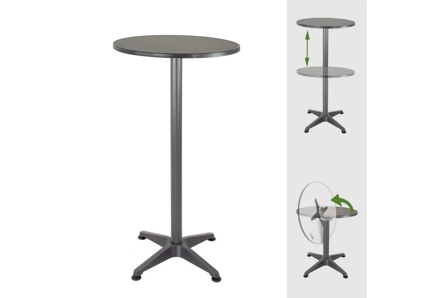 TRUTZHOLM 2in1 Bistro- und Stehtisch Anthrazit Aluminium Klappbar - Bild 2
