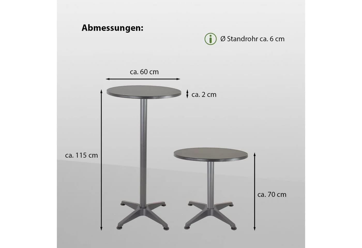 TRUTZHOLM 2in1 Bistro- und Stehtisch Anthrazit Aluminium Klappbar - Bild 3