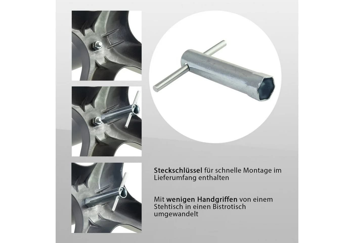 TRUTZHOLM 2in1 Bistro- und Stehtisch Anthrazit Aluminium Klappbar - Bild 5