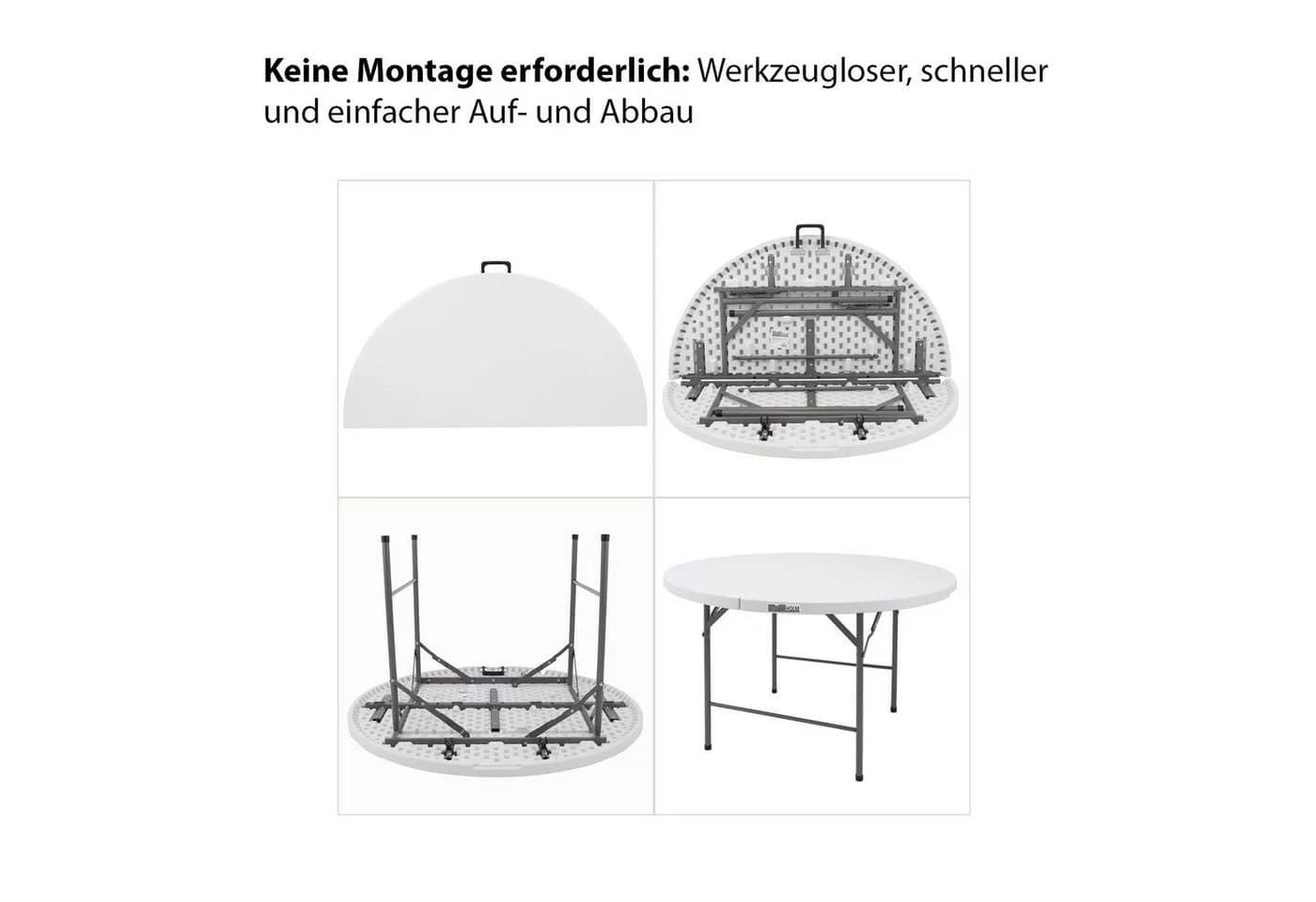 TRUTZHOLM Klapptisch rund Weiß Anthrazit Stahlgestell - Bild 5