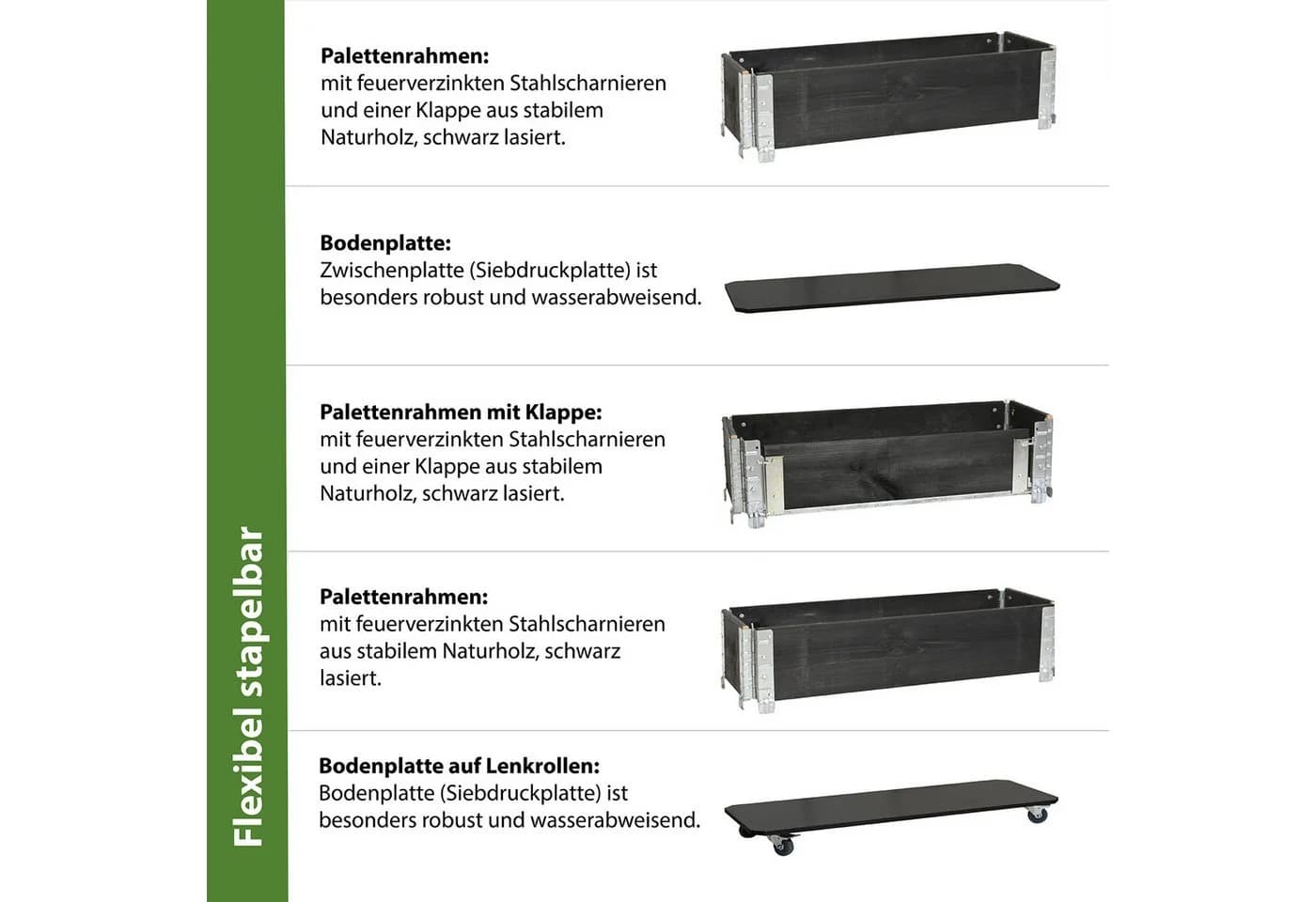 TRUTZHOLM Kräuterbox 80x30x68 cm Schwarz Modulares System - Bild 4