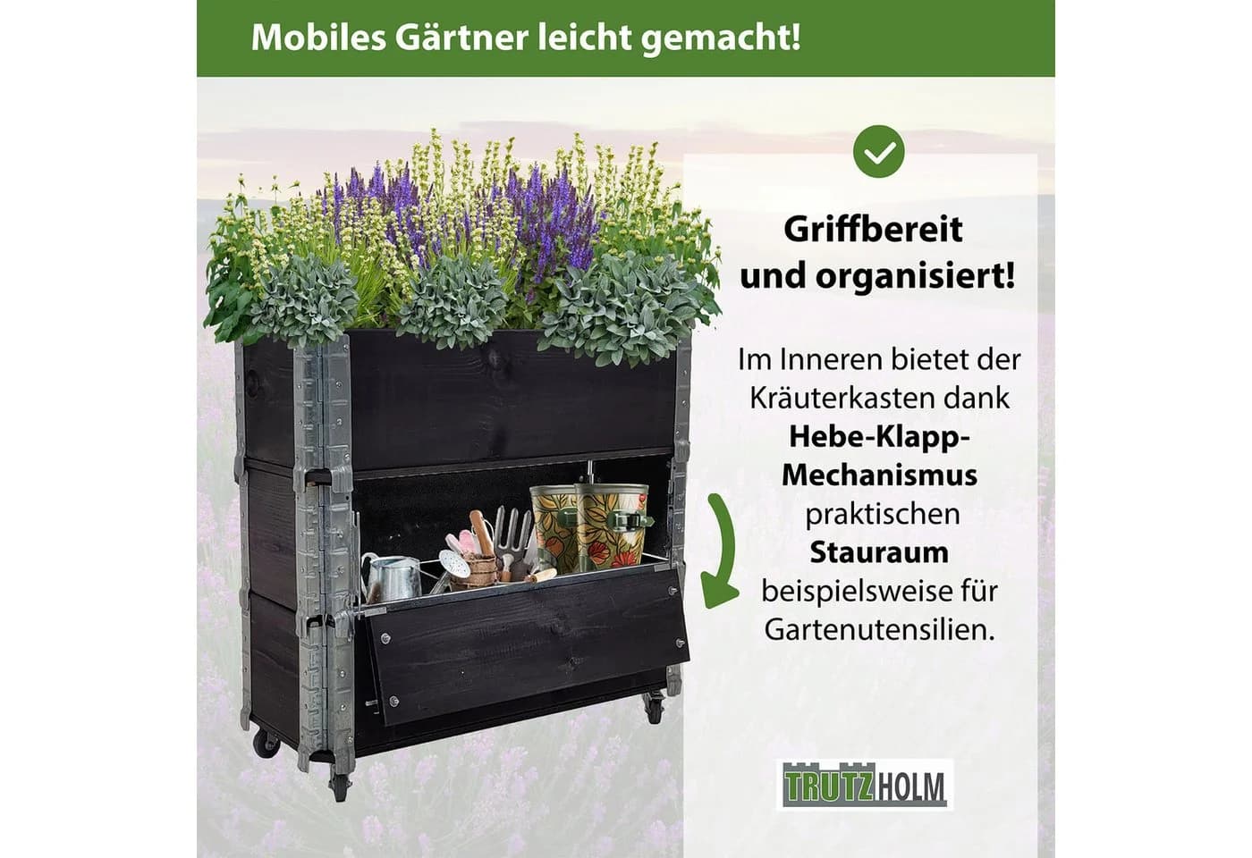 TRUTZHOLM Kräuterbox 80x30x68 cm Schwarz Modulares System - Bild 5