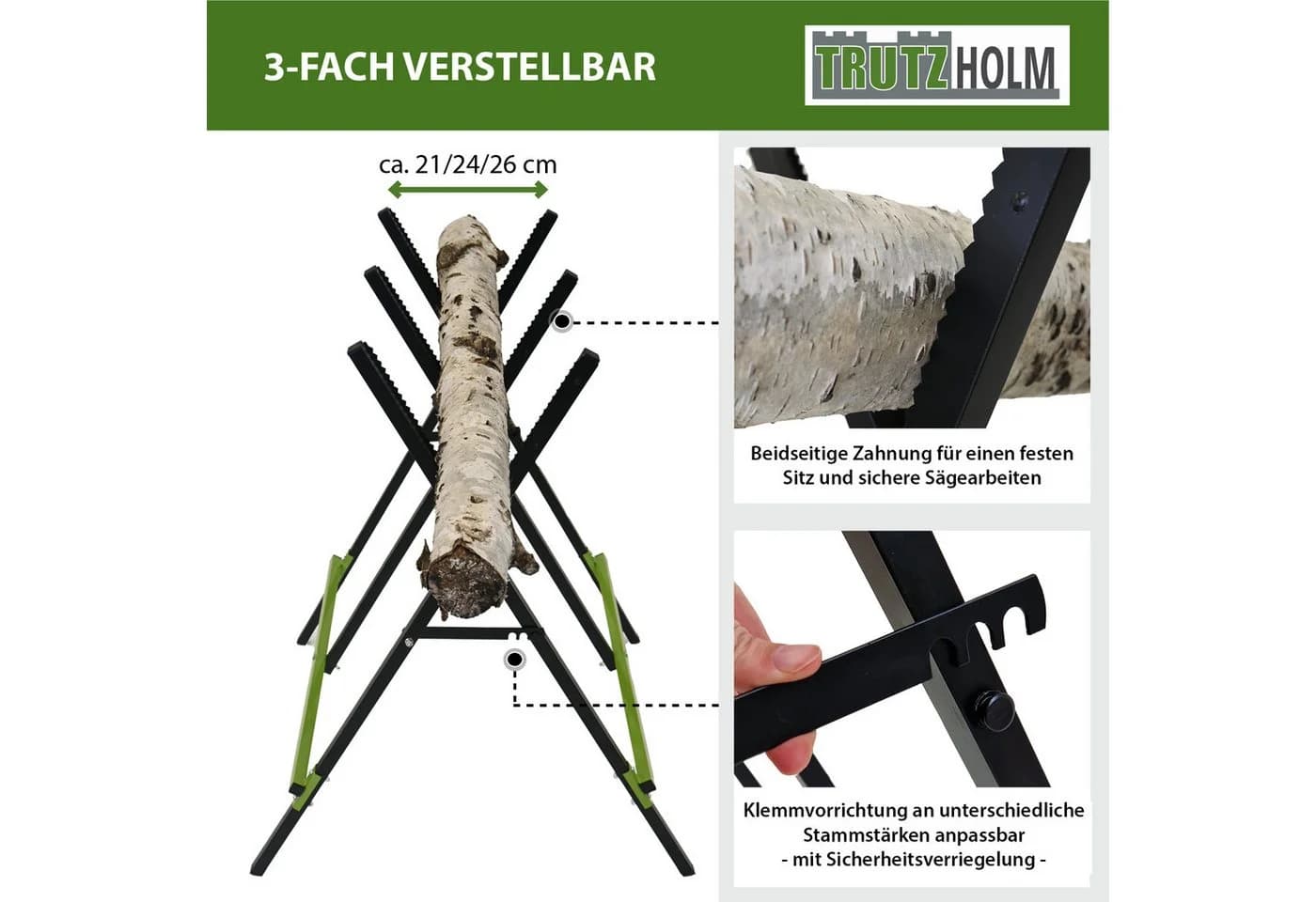 TRUTZHOLM Holzsägebock 100 kg Traglast Klappbar 3-fach Verstellbar - Bild 4