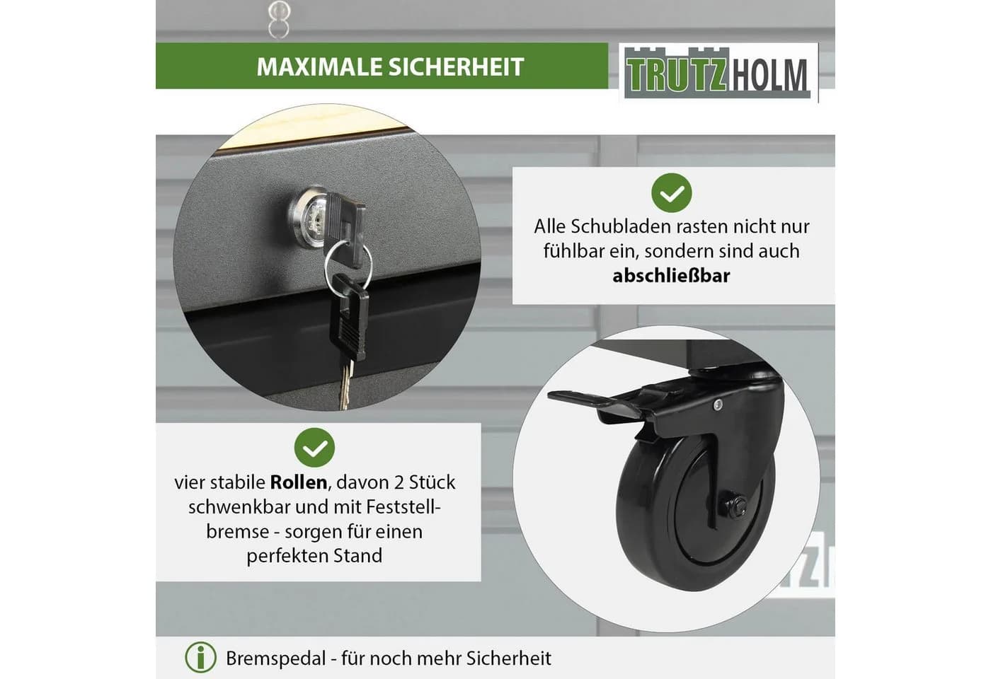 TRUTZHOLM Werkzeugwagen Star XL 12 Schubladen Hartholzplatte - Bild 5