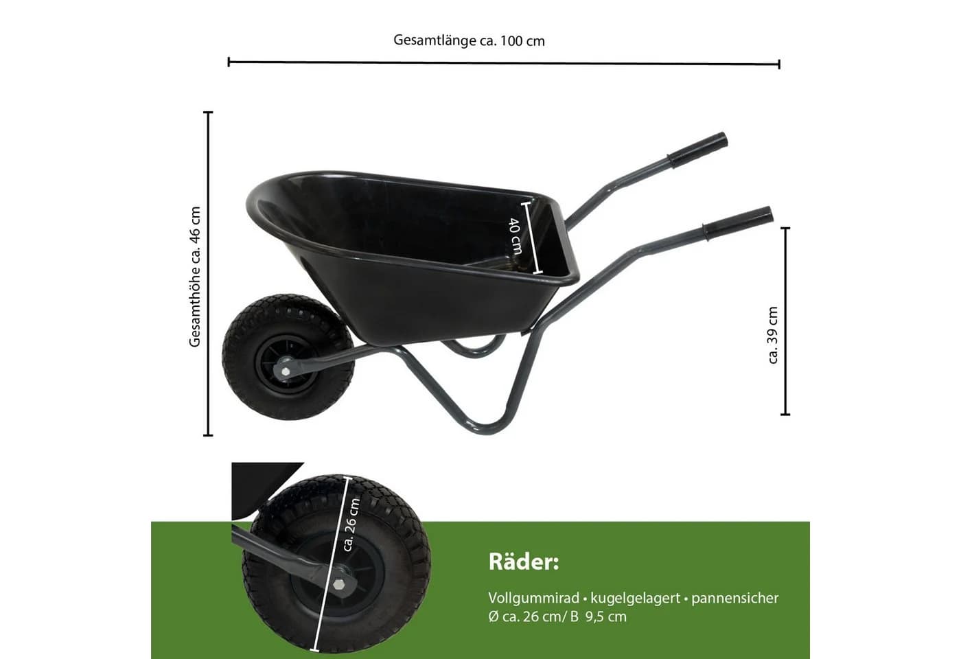 TRUTZHOLM Kinderschubkarre 40kg Kunststoffwanne