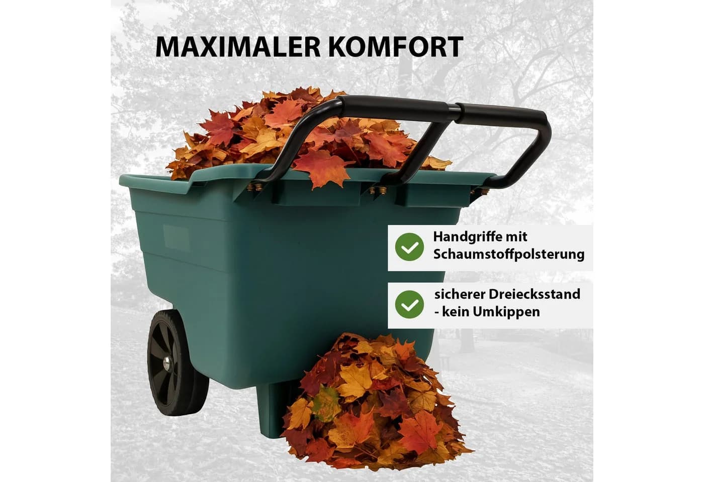 TRUTZHOLM Gartenwagen Schubkarre 250 kg 90 L Kippsicher Grün - Bild 4