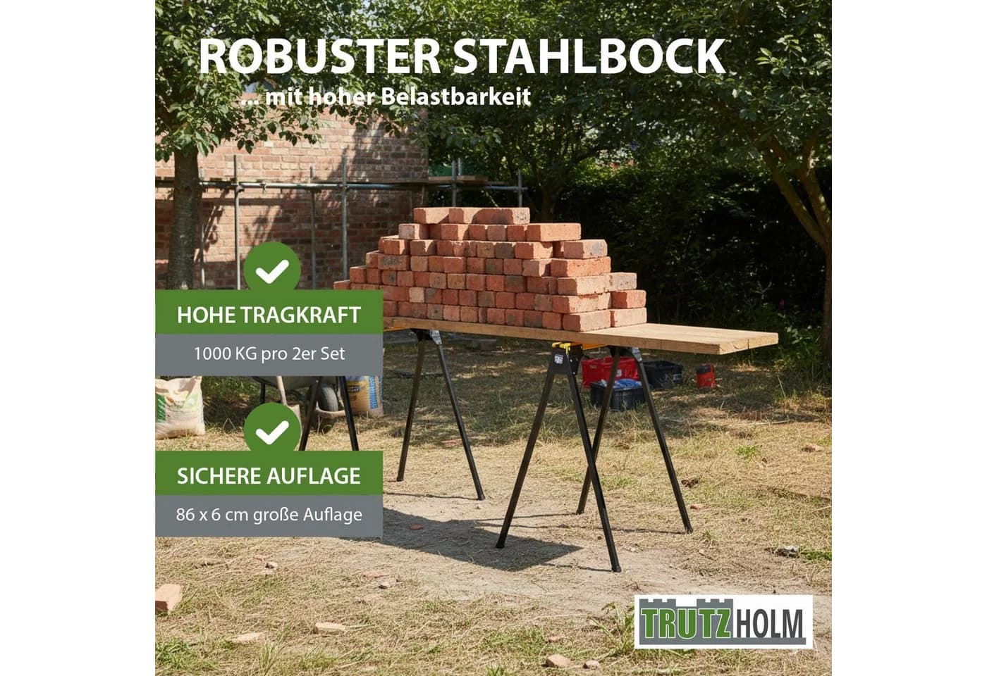 TRUTZHOLM Klappbock 2er-Set Stahl gelb-schwarz klappbar - Bild 5