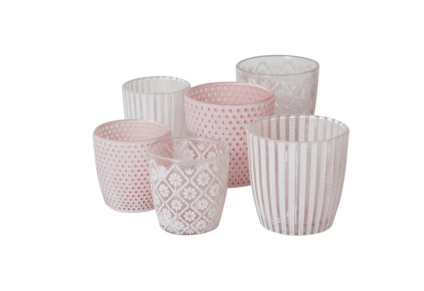 BOLTZE GRUPPE Windlicht Patty 2er-Set Rosa-Weiß Glas - Bild 2