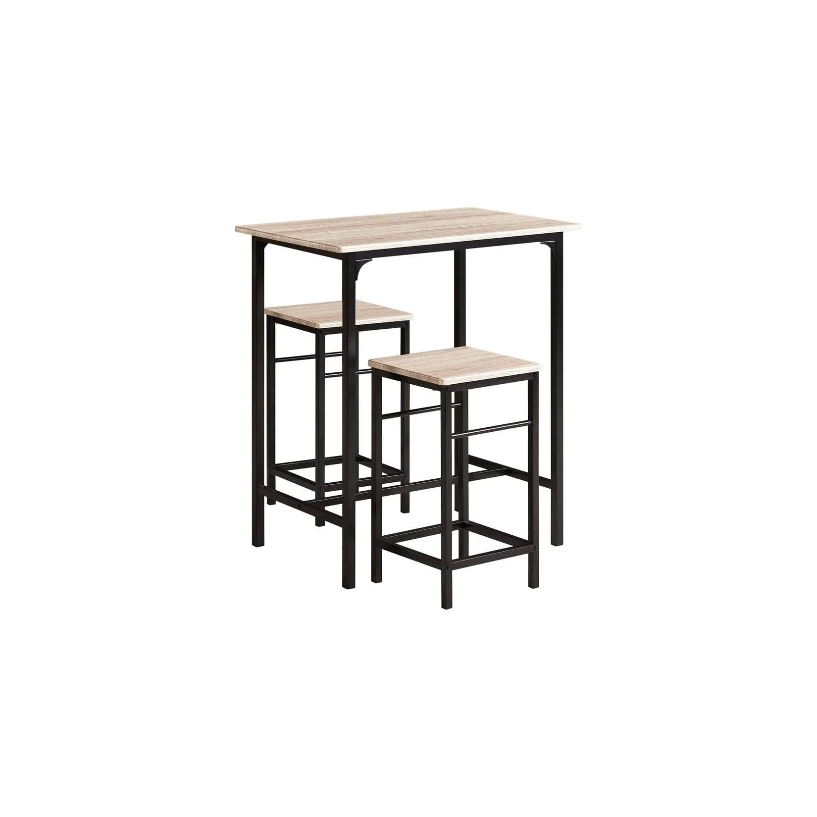 SoBuy Bartisch-Set 3-tlg. Industriell Grau/Braun