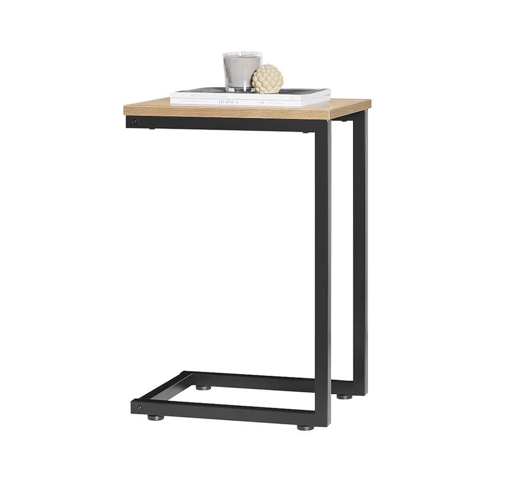 SoBuy Beistelltisch FBT87/44 C-Form Metall Holzwerkstoff Gold Grau - Bild 2